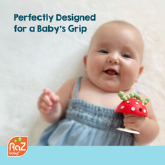 RaZbaby Chompy teether with multi-texture caterpillar handles for tactile exploration