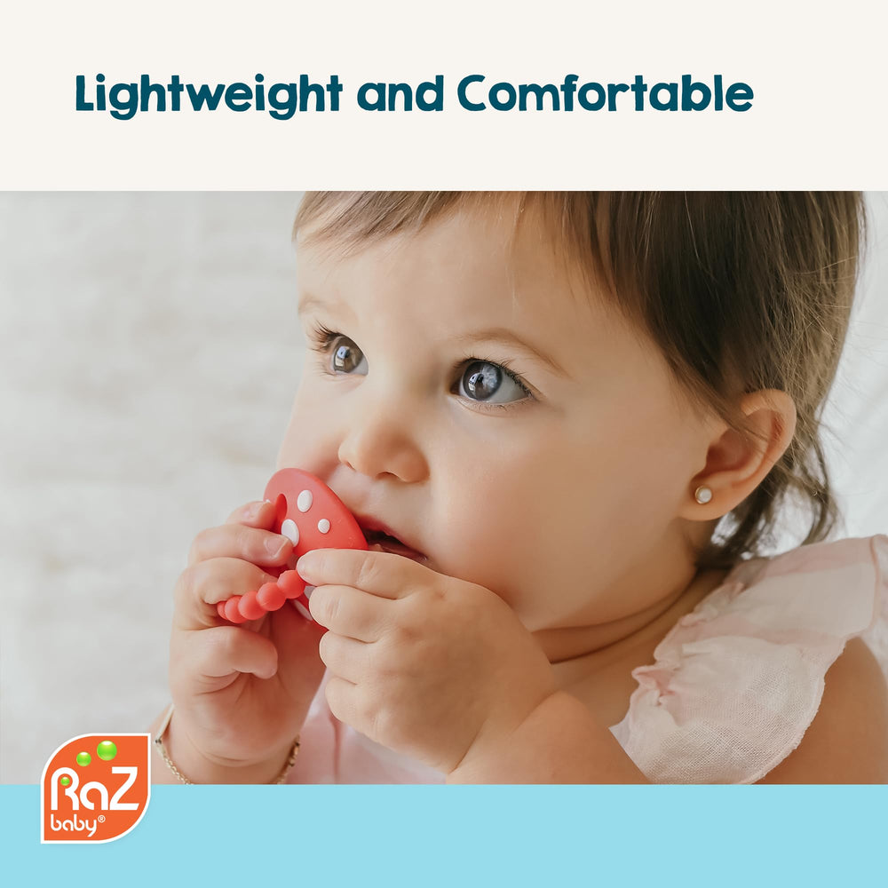 RaZbaby Chompy teether can be frozen for soothing relief
