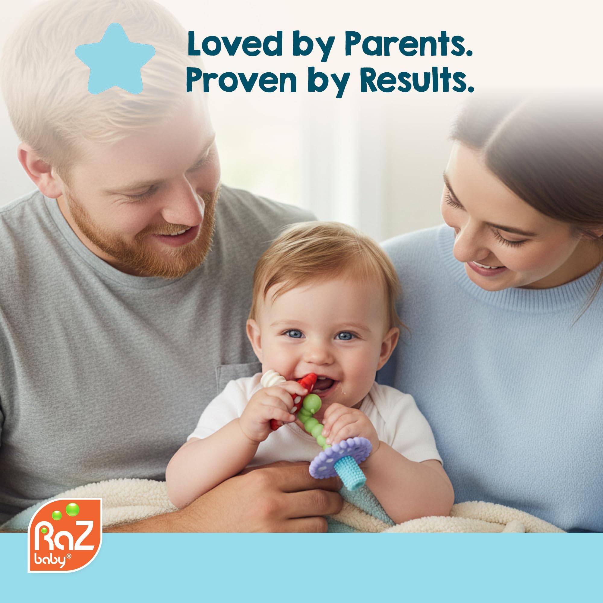 RAZBABY Chompy Teether Wand on-the-go companion for mess-free teething moments
