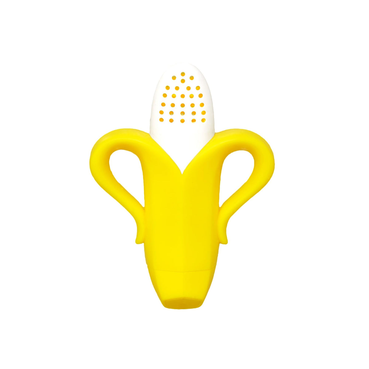 RaZbaby Fruitique feeder banana closed; compact one-piece design for easy cleaning.