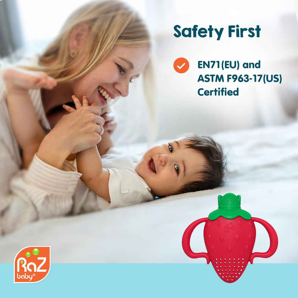 Smart, secure-feeding design keeps fruit in place for worry-free feeding sessions.