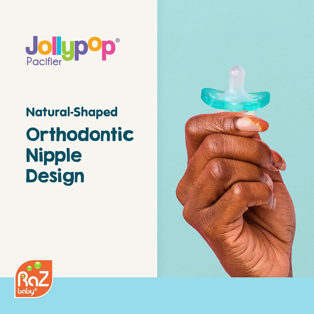 One-piece RaZbaby JollyPop design for safer cleaning and use.