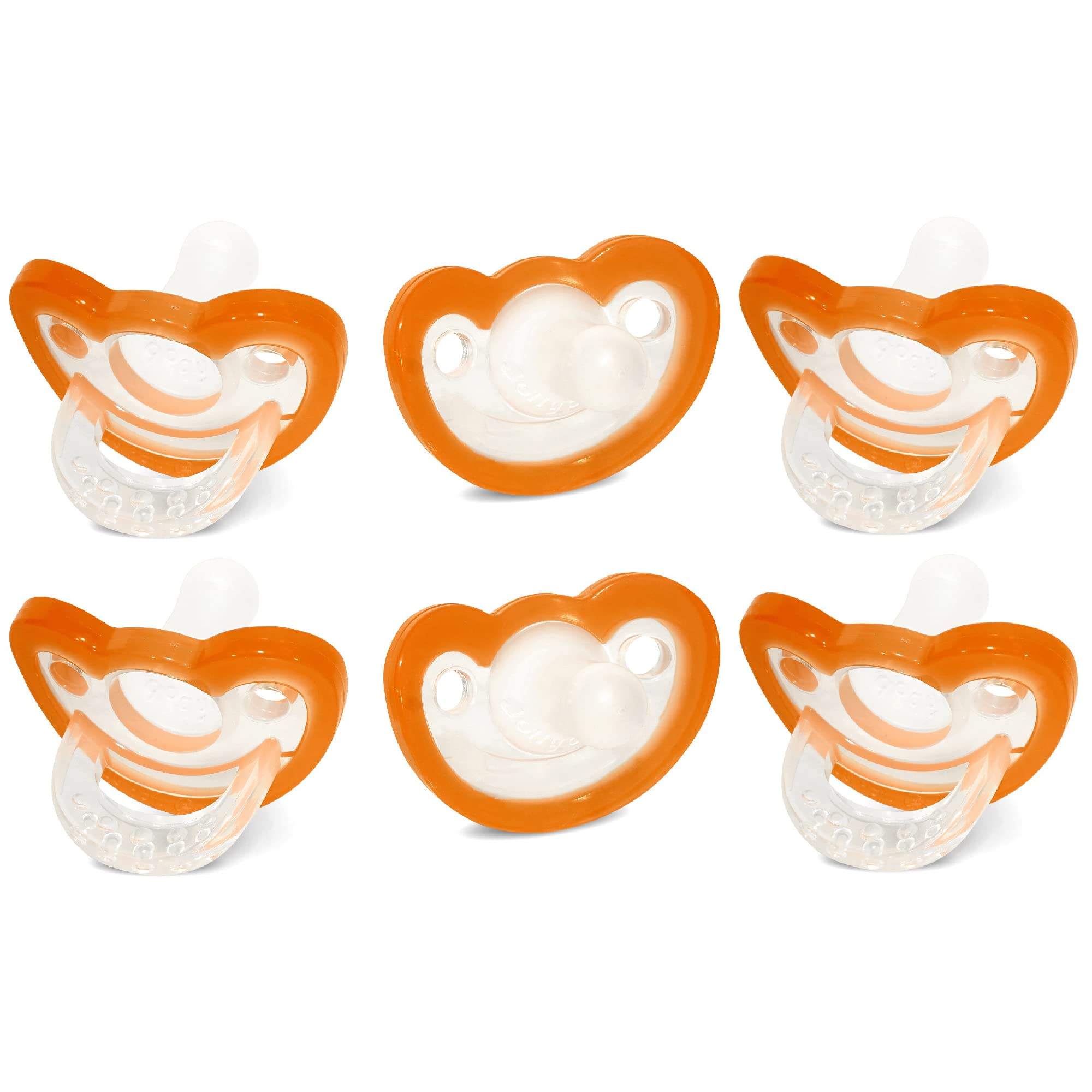 RaZbaby JollyPop orange pacifier highlights soothing calm for babies on the go.