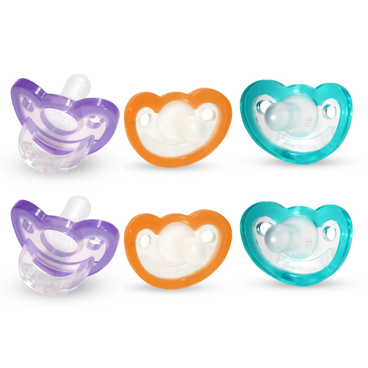 RaZbaby JollyPop pacifier close-up showing orthodontic nipple for natural development