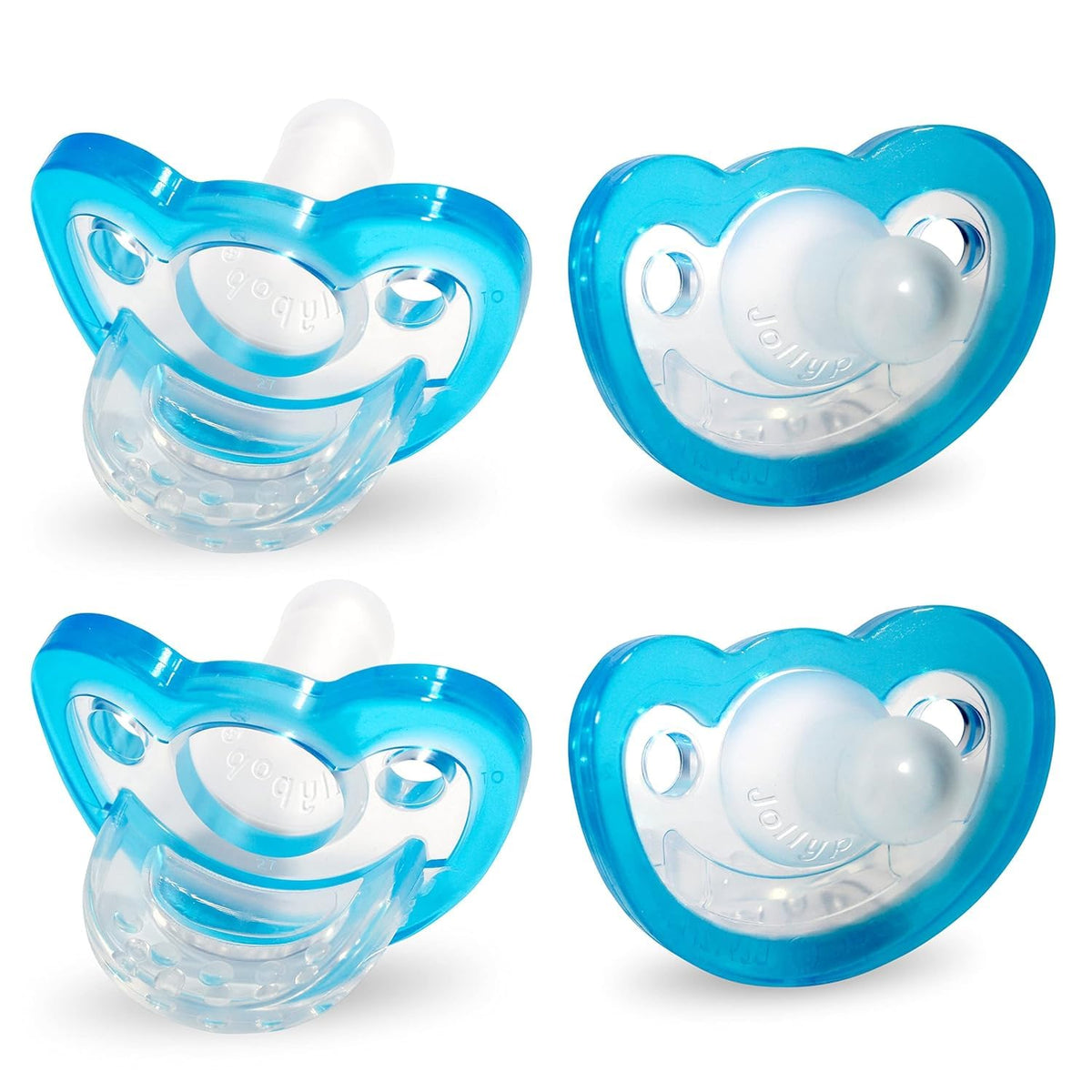 RaZbaby JollyPop blue pacifier for newborns supports gentle teething comfort and easy sterilization.