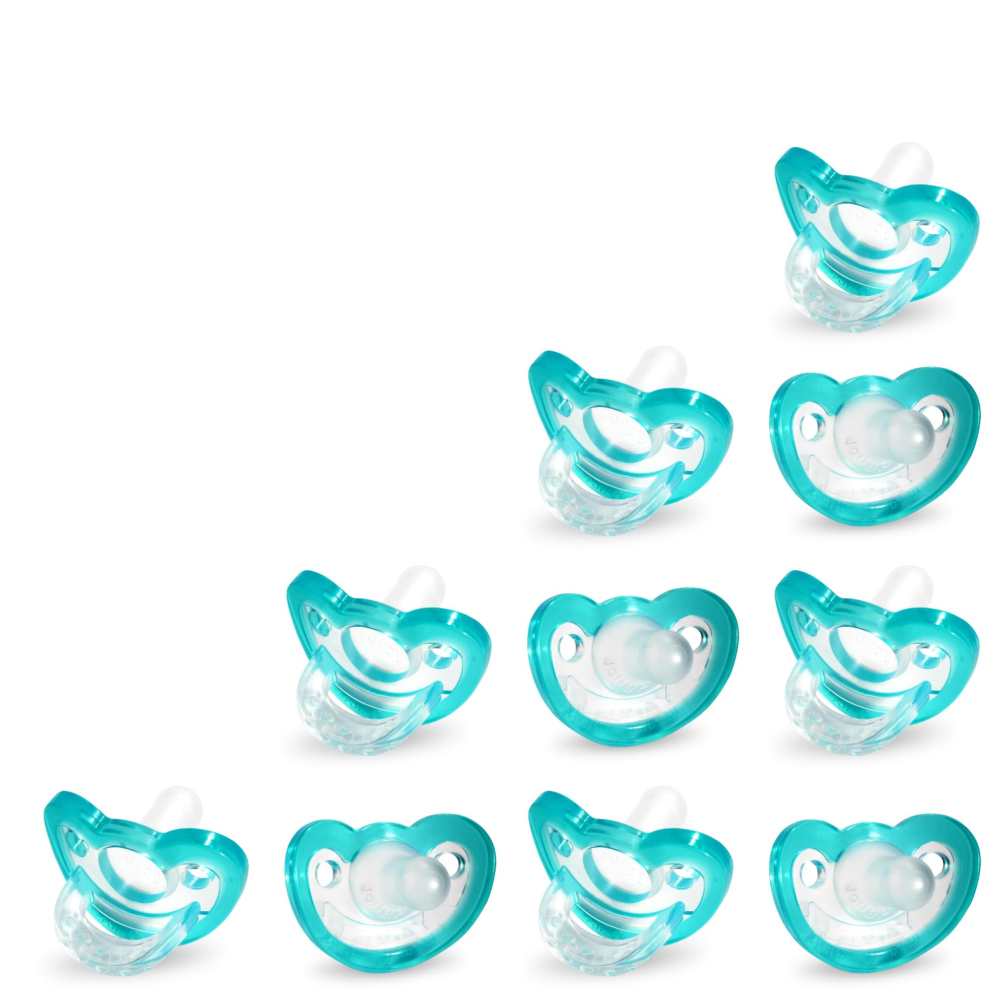 RaZbaby JollyPop pacifier teal color for soothing babies during hospital care.