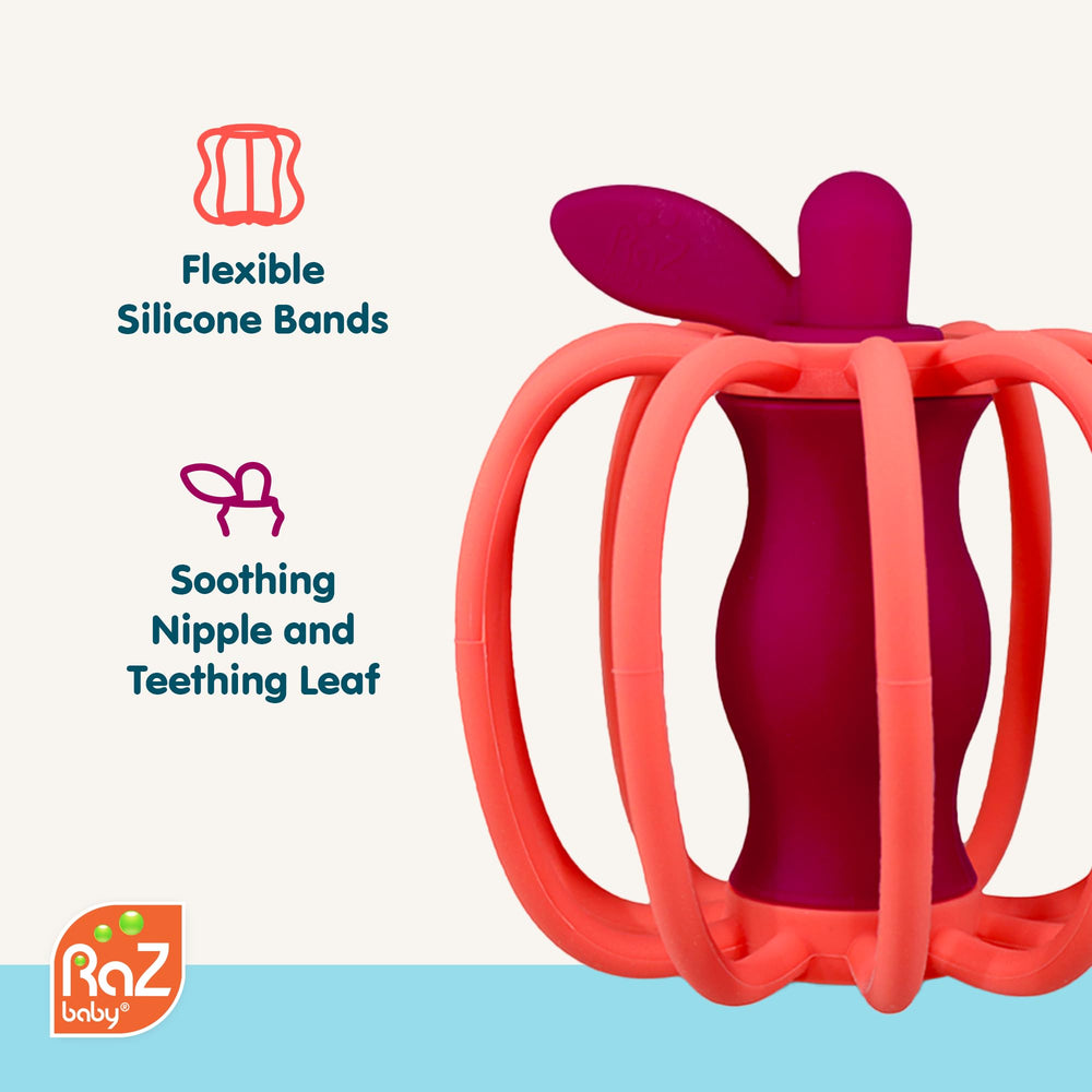 RaZbaby RaZ-Pear BPA-free construction emphasizes safe, long-lasting play.