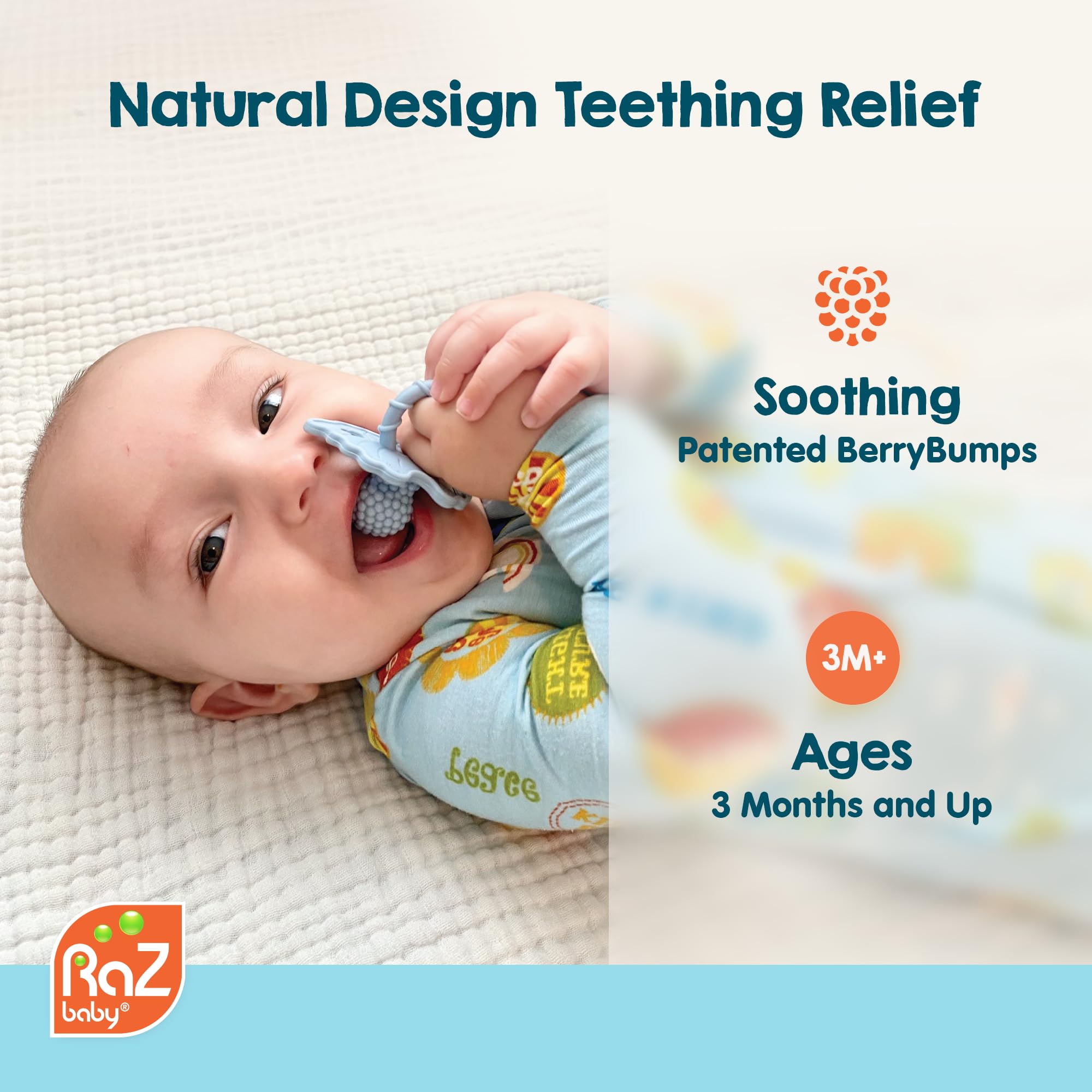 RaZbaby RaZberry pacifier close-up with multi-textured surface
