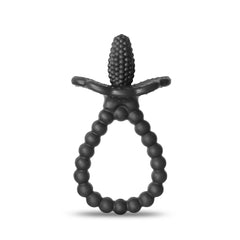 RaZbaby Razberry Plus teether BerryBumps texture comforts front and back gums.