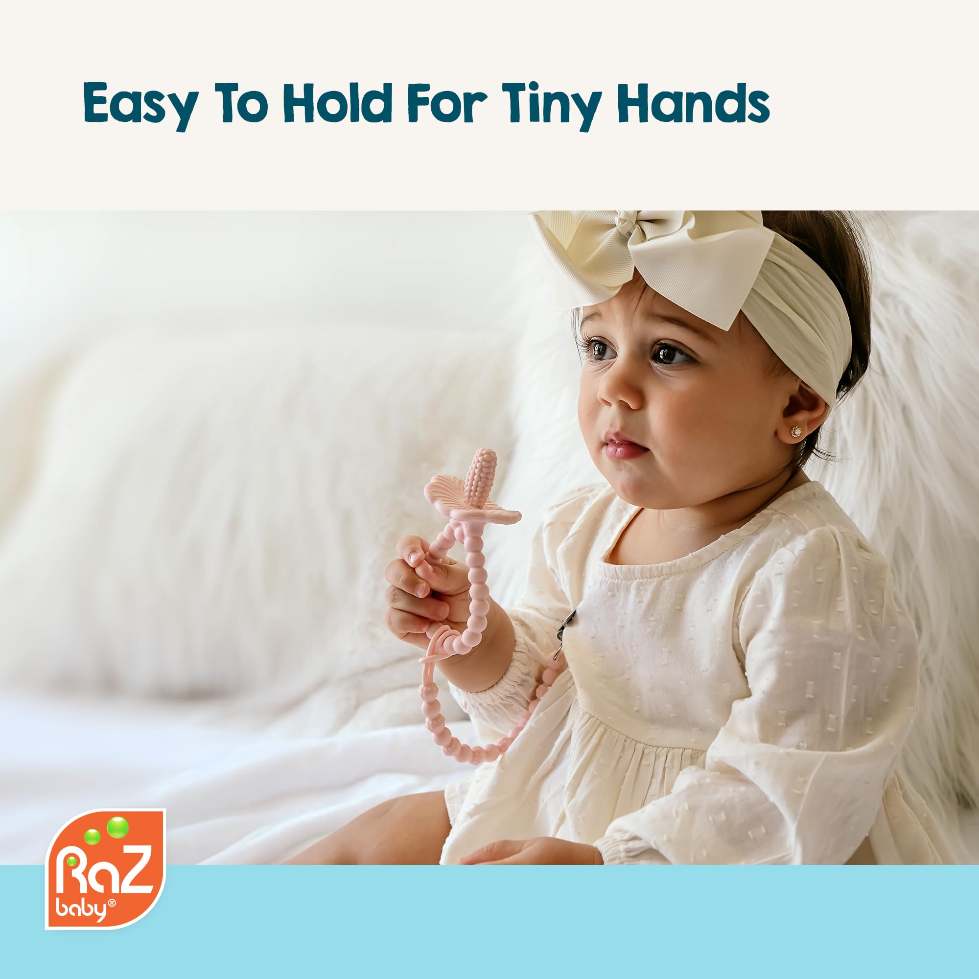 RaZbaby Razberry Plus teether freezer-ready design for cooling relief.