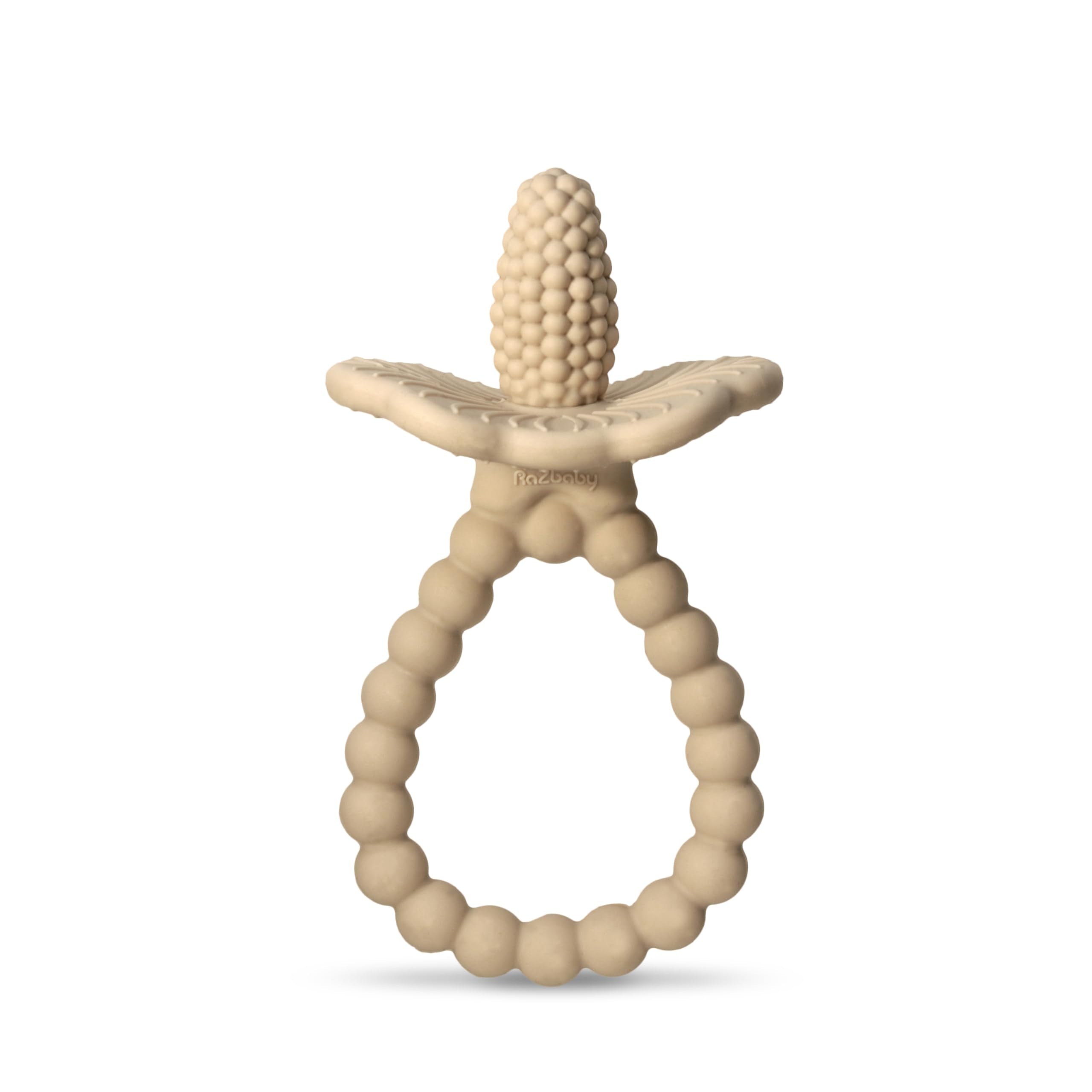 RaZbaby RaZberry Plus teether front gums relief with BerryBumps texture.