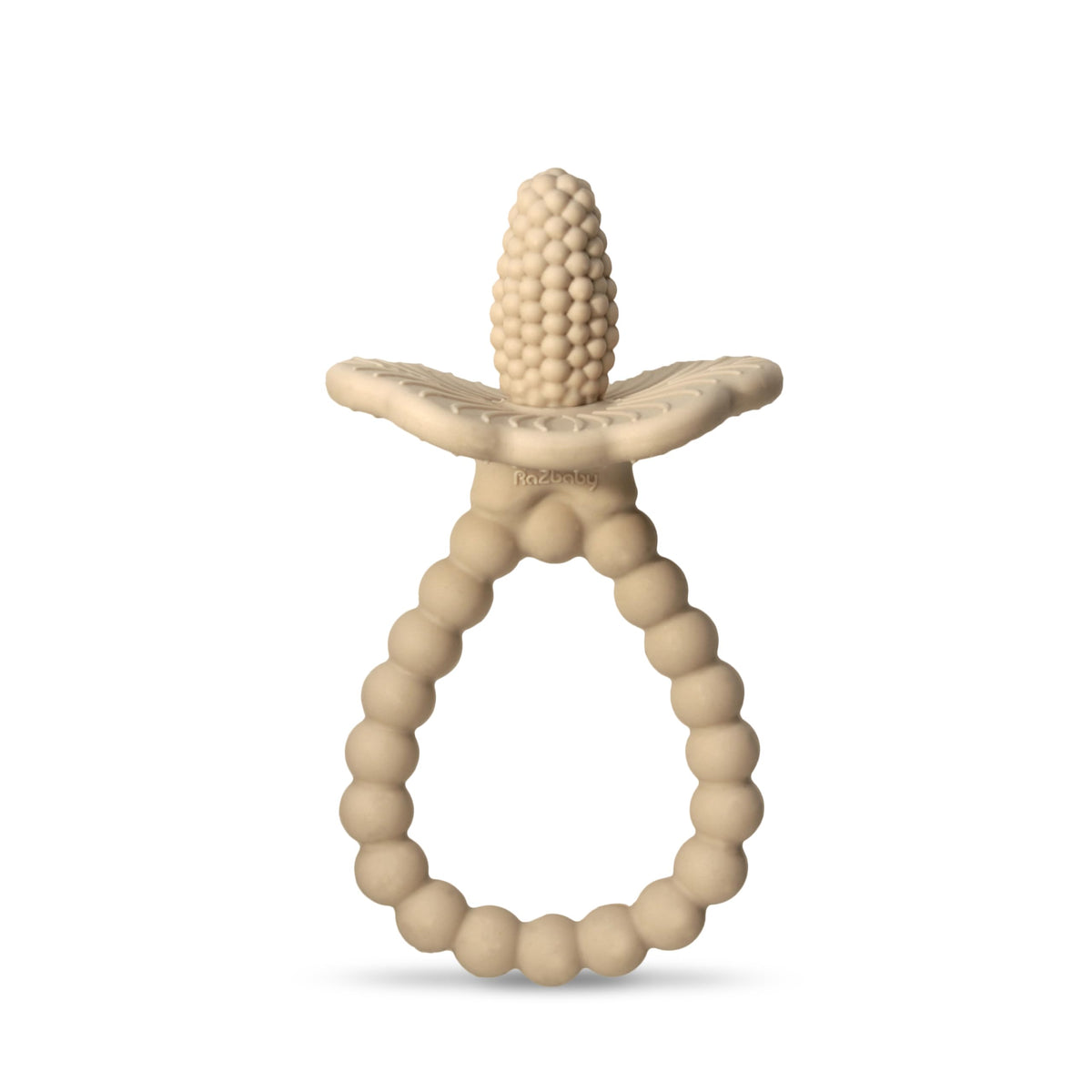 RaZbaby RaZberry Plus teether front gums relief with BerryBumps texture.