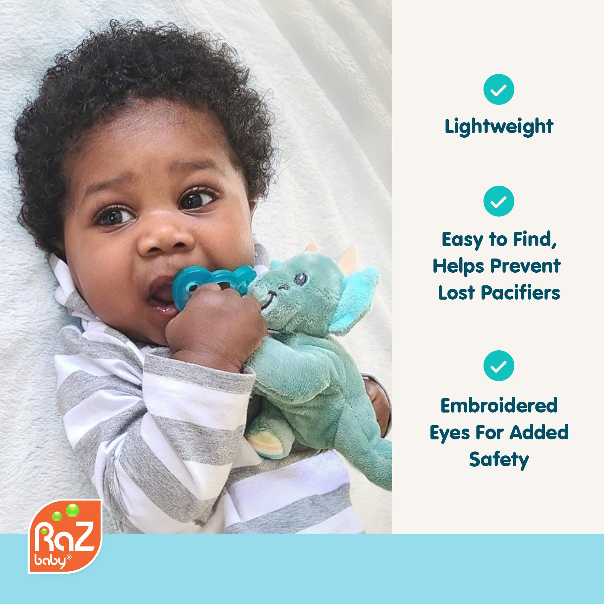 RaZbaby RaZbuddy JollyPop machine-washable plush simplifies ongoing care.
