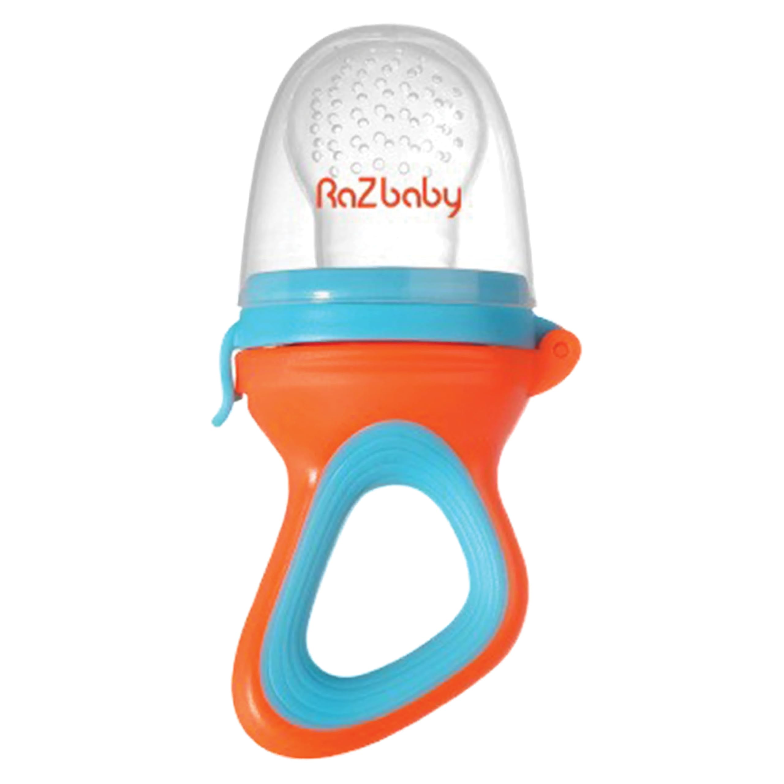 RaZbaby Solids Feeder Orange-Blue Main for safe texture exploration.