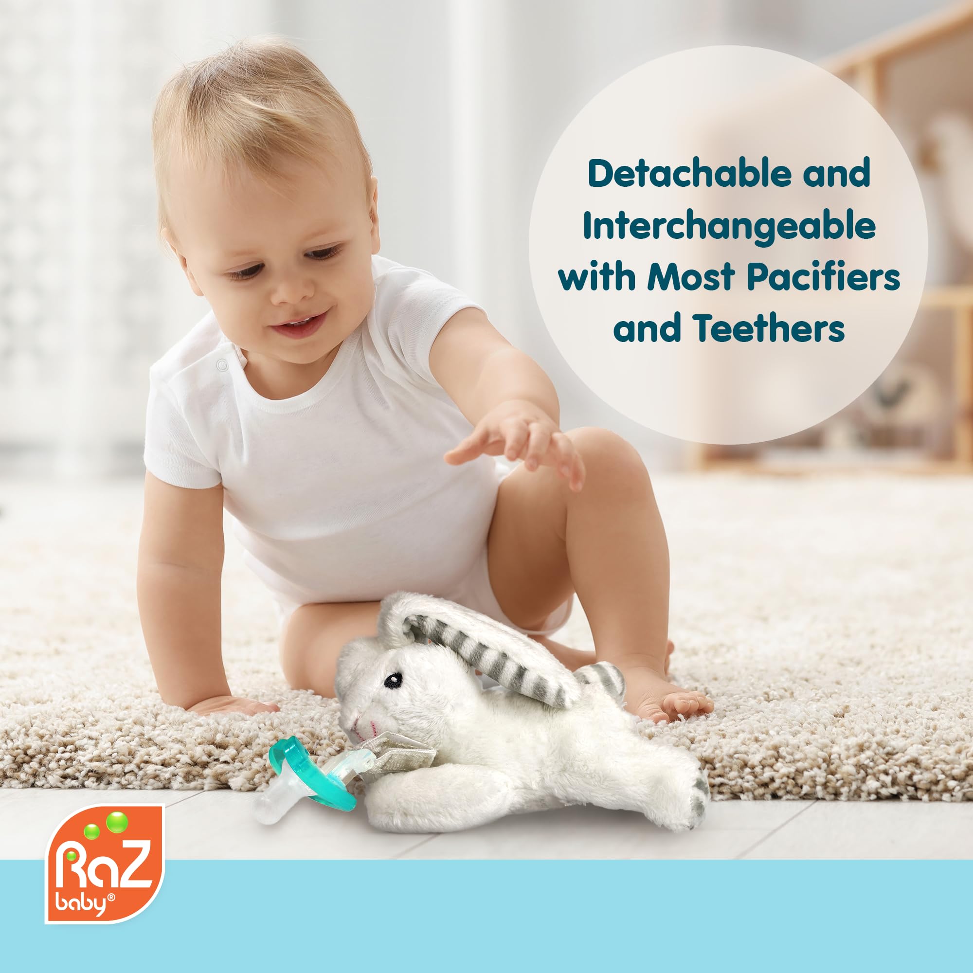 RaZbaby USA-made silicone pacifier highlights quality craftsmanship.