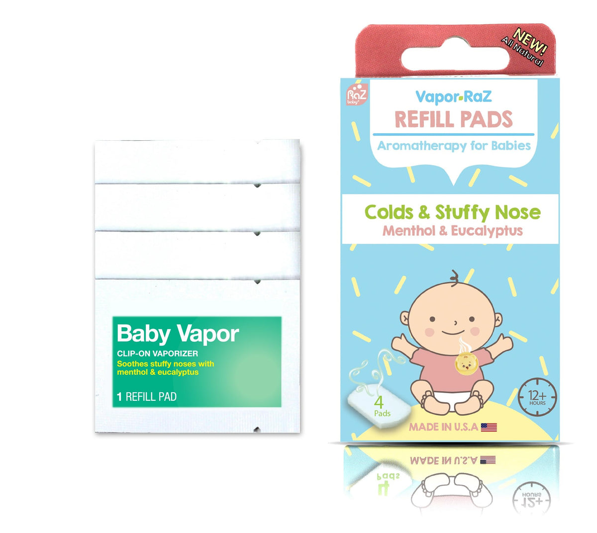 RAZBABY Vapor-RaZ refill pads deliver soothing aromatherapy for babies.