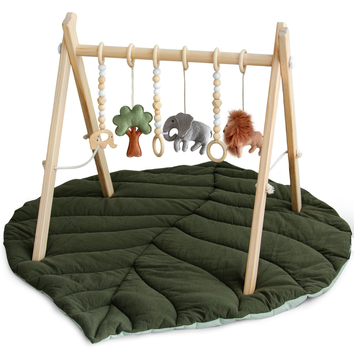 Razee leaf-shaped mat provides soft newborn tummy time comfort.