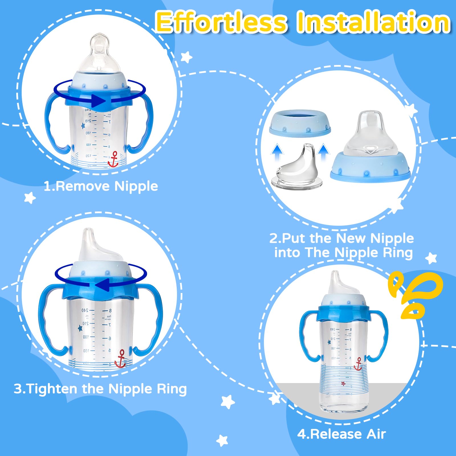 RBUGR dishwasher-safe silicone spouts are easy to clean