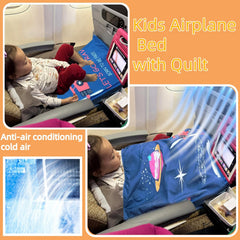 Rdttlv Portable Toddler Travel Bed with soft quilts offers cozy sleep on flights.