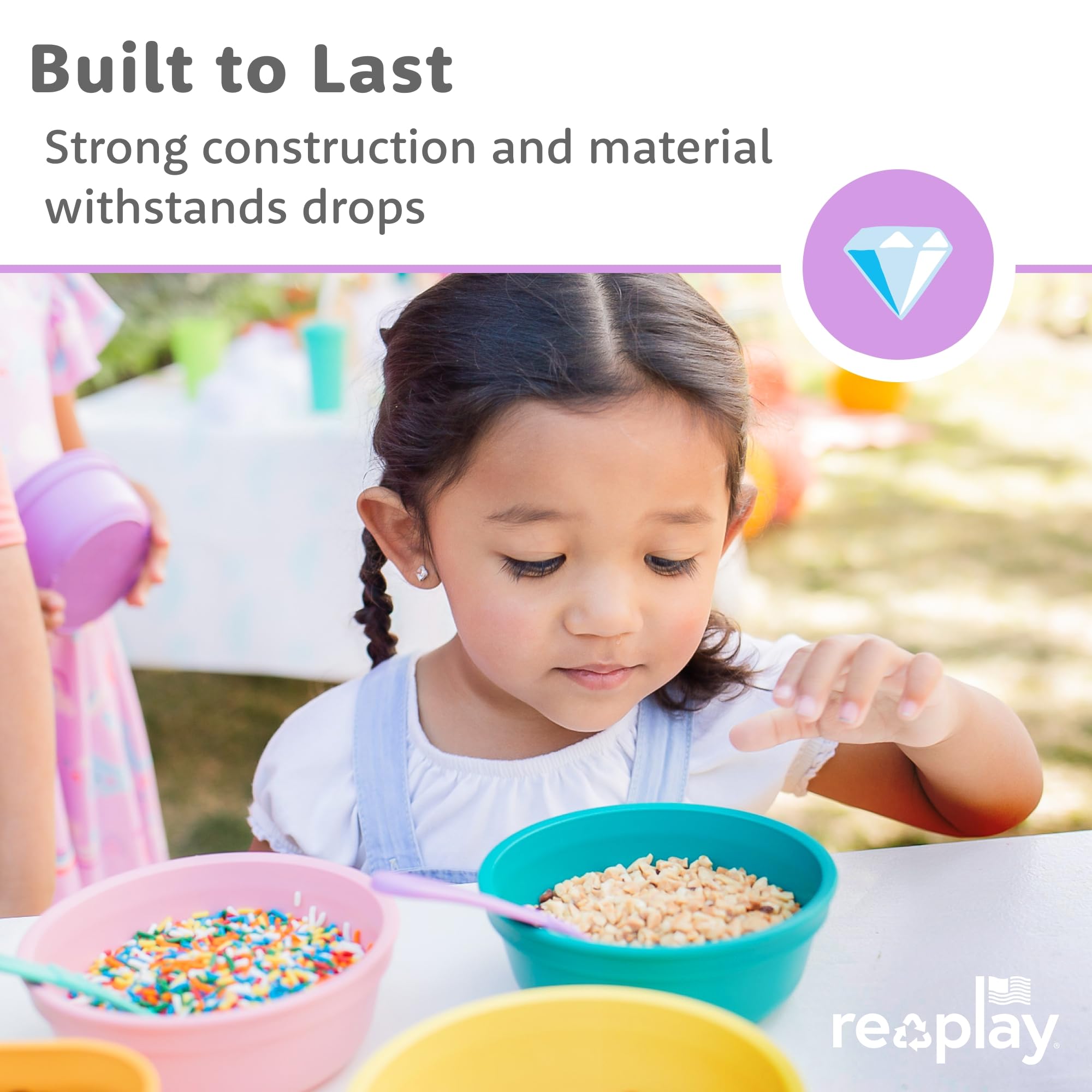 Re-Play 12oz toddler bowls color-yellow bright, durable daily use.