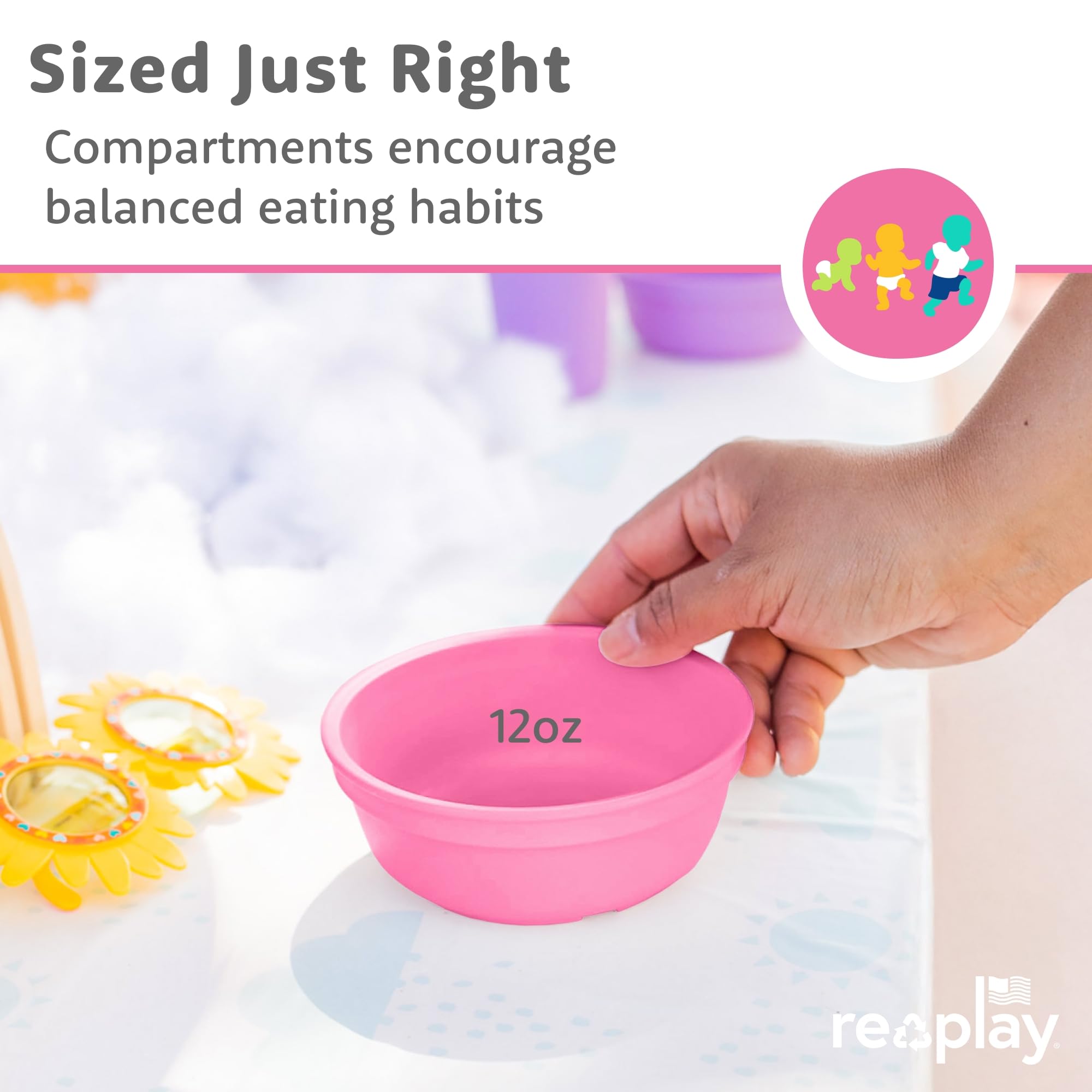 Re-Play 12oz toddler bowls color-blue versatile for cereals.