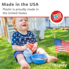 Re-Play 12oz toddler bowls made in USA from recycled milk jugs.