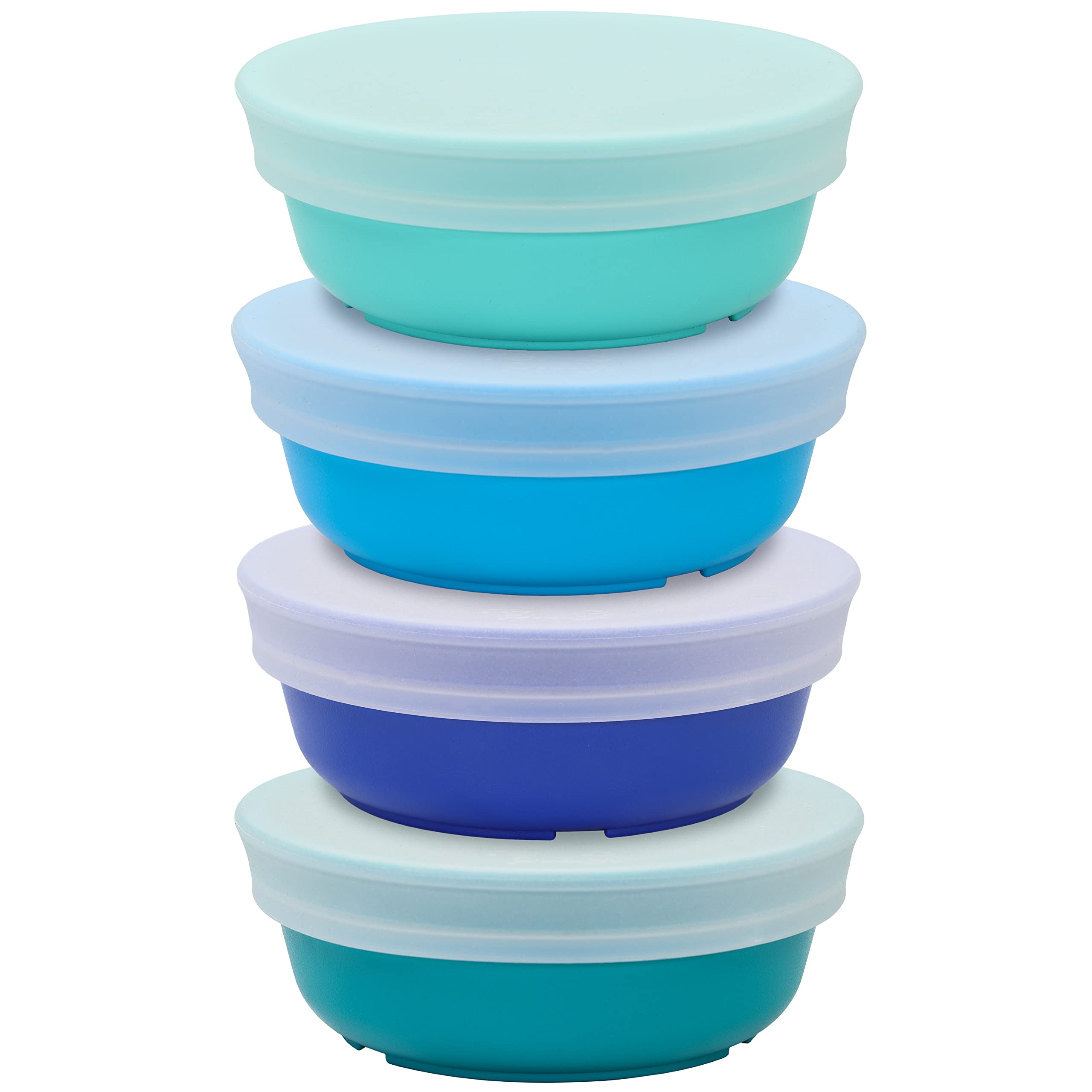 Re-Play 12 oz toddler bowls with lids in true blue for on-the-go meals