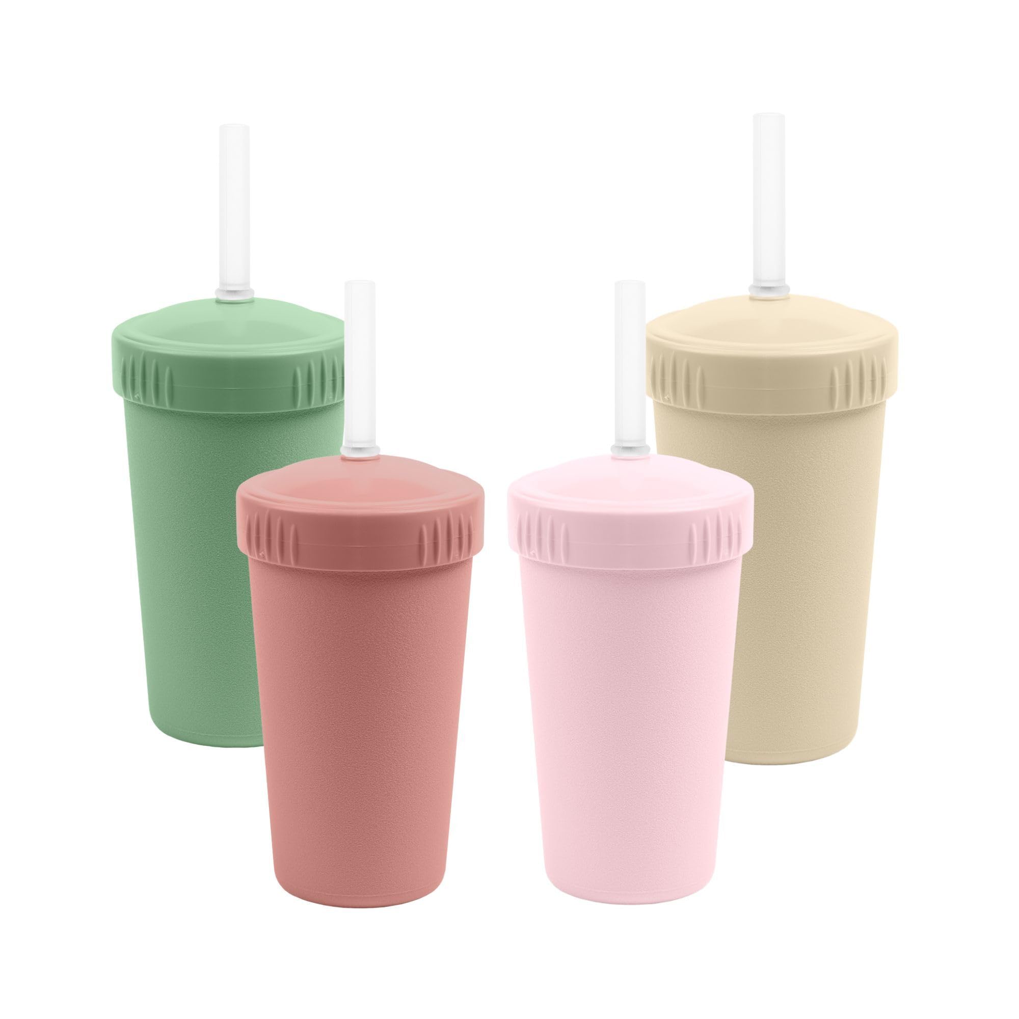 Re-Play Desert Roses 10oz straw cup front angle for easy, spill-resistant sipping.