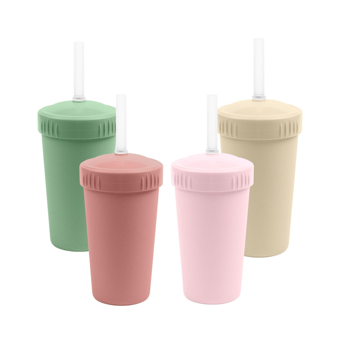 Re-Play Desert Roses 10oz straw cup front angle for easy, spill-resistant sipping.