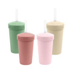 Re-Play Desert Roses 10oz straw cup front angle for easy, spill-resistant sipping.