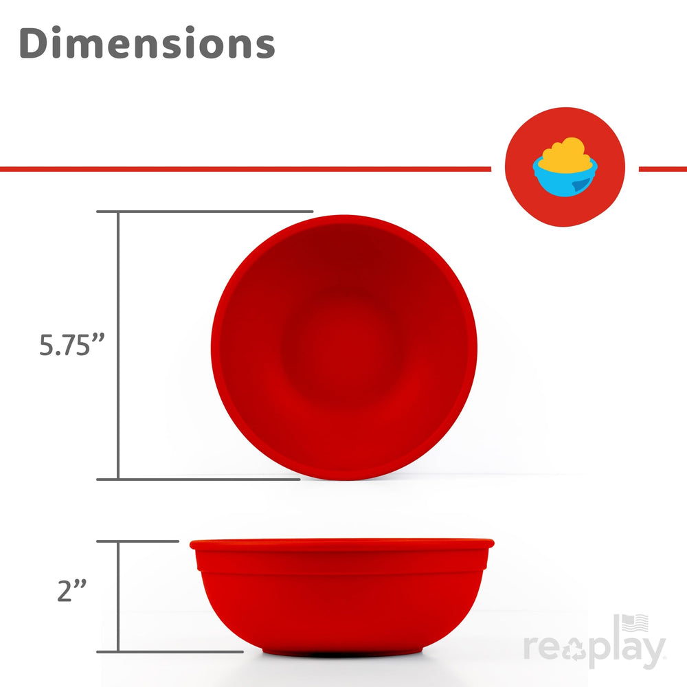 Re-Play microwave-safe red dinnerware suitable for reheating toddler meals.