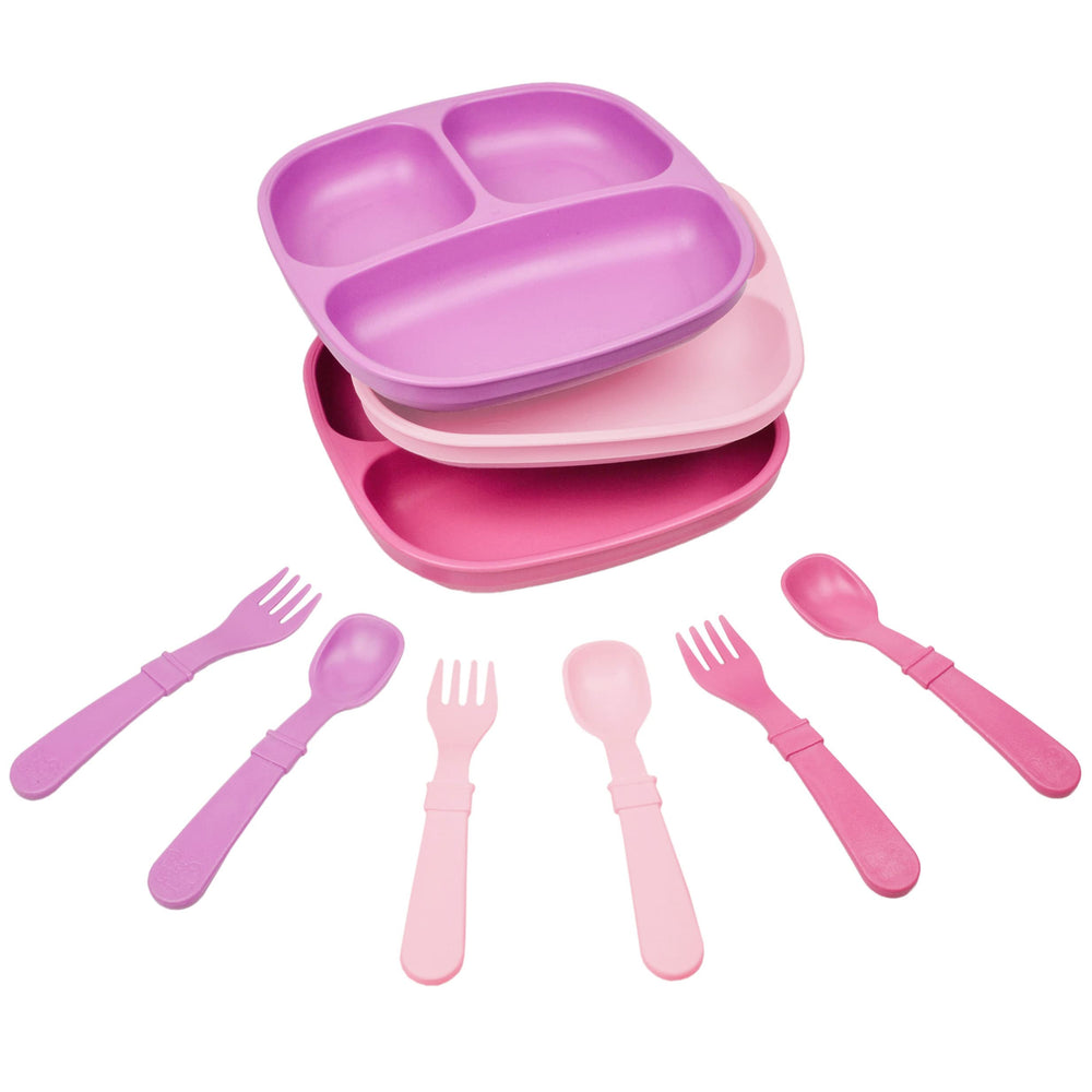 Re-Play Princess 3x3 divided plates for organized toddler meals