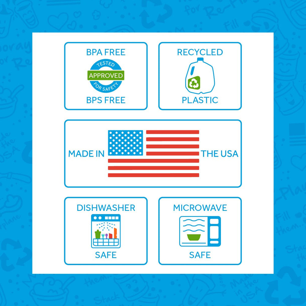Re-Play Princess dishwasher and microwave safe icons convey convenience