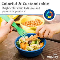 Re-Play Princess toddler spoons in bright color aiding self-feeding