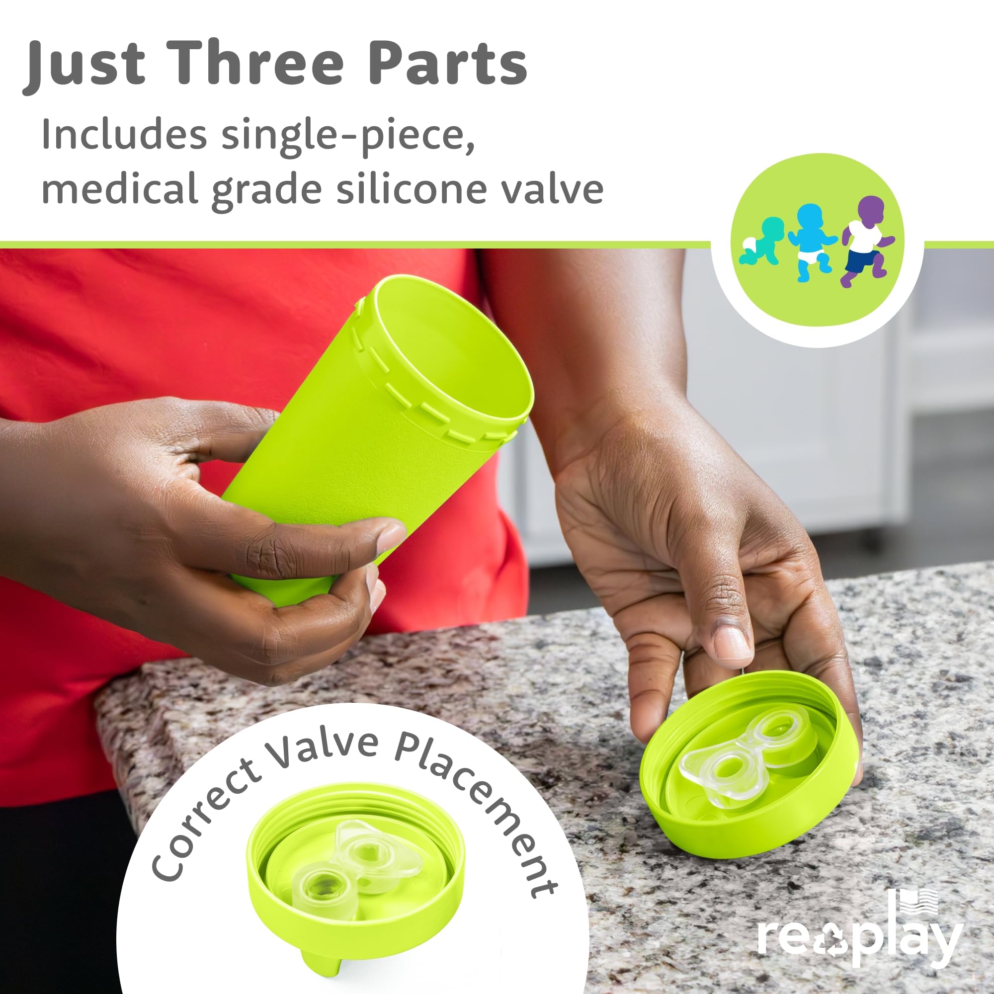 Re-Play spill-proof sippy cups easy-clean-silicone-valve promotes smooth sipping