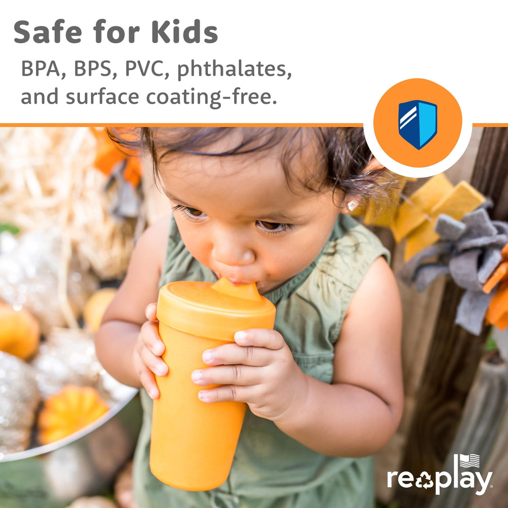 Re-Play spill-proof sippy cups are microwave-safe for convenient reheating and uses
