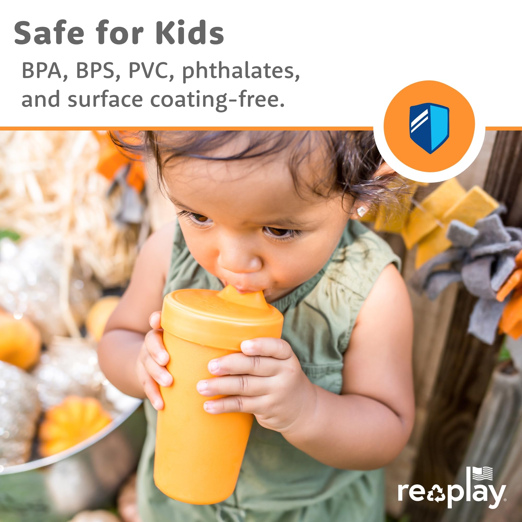 Re-Play spill-proof sippy cups stackable-design keeps cabinets tidy and organized