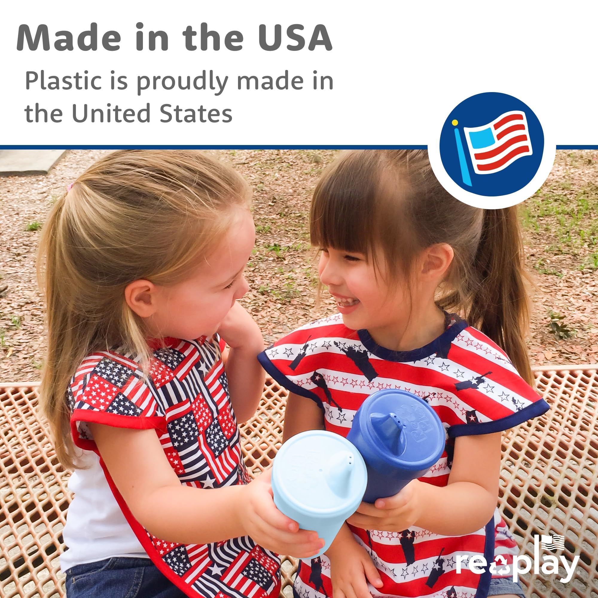Re-Play durable plastic resists drops during energetic toddler play.