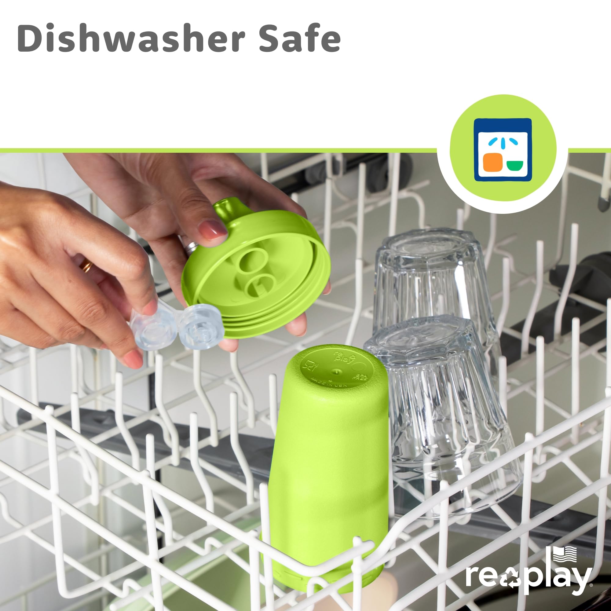 Re-Play six 10-ounce cups provide toddler hydration on the go.
