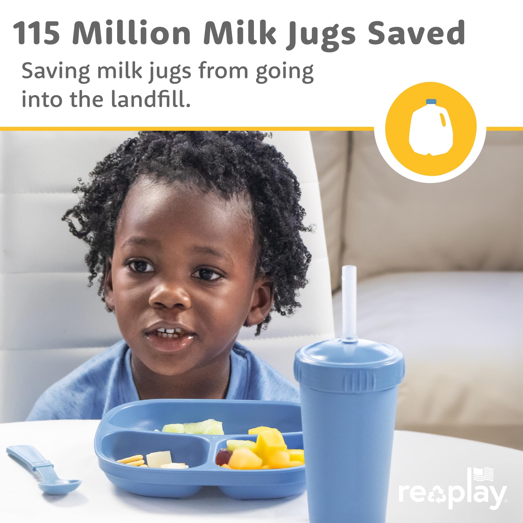 Re-Play plates from recycled milk jugs support sustainability