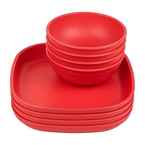 Re-Play toddler plates 9in red front view for easy kid-friendly meals.