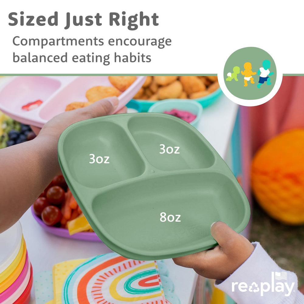 Re-Play Toddler Plates Beach Baby color variety encourages mealtime choice.