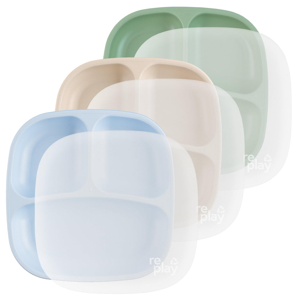 Re-Play Toddler Plates front view with three compartments for balanced meals.
