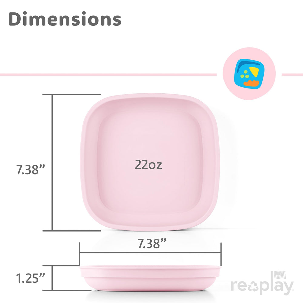 Re-Play plates made from recycled milk jugs supporting eco-friendly goals.