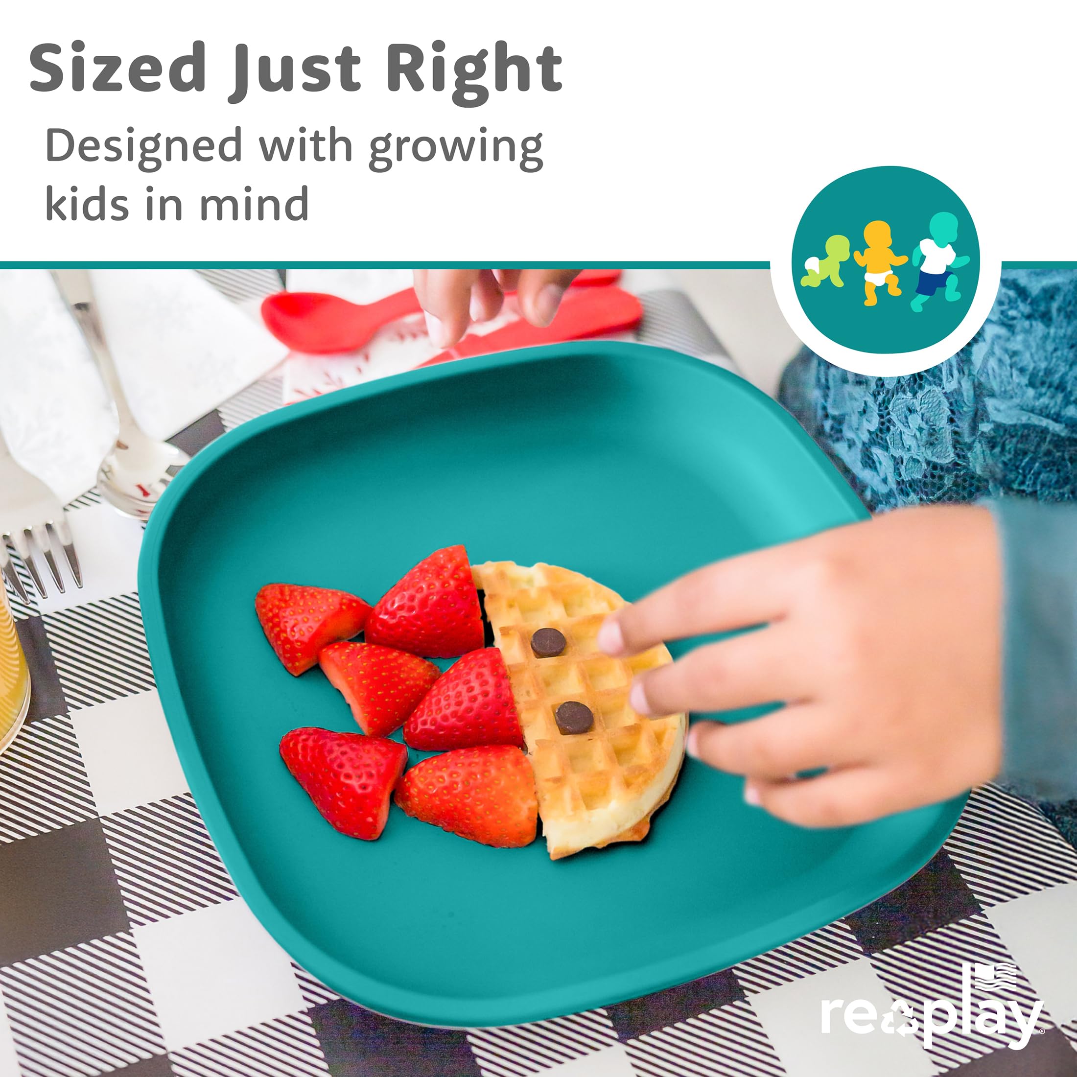 Re-Play stackable-design plates saving kitchen storage space.