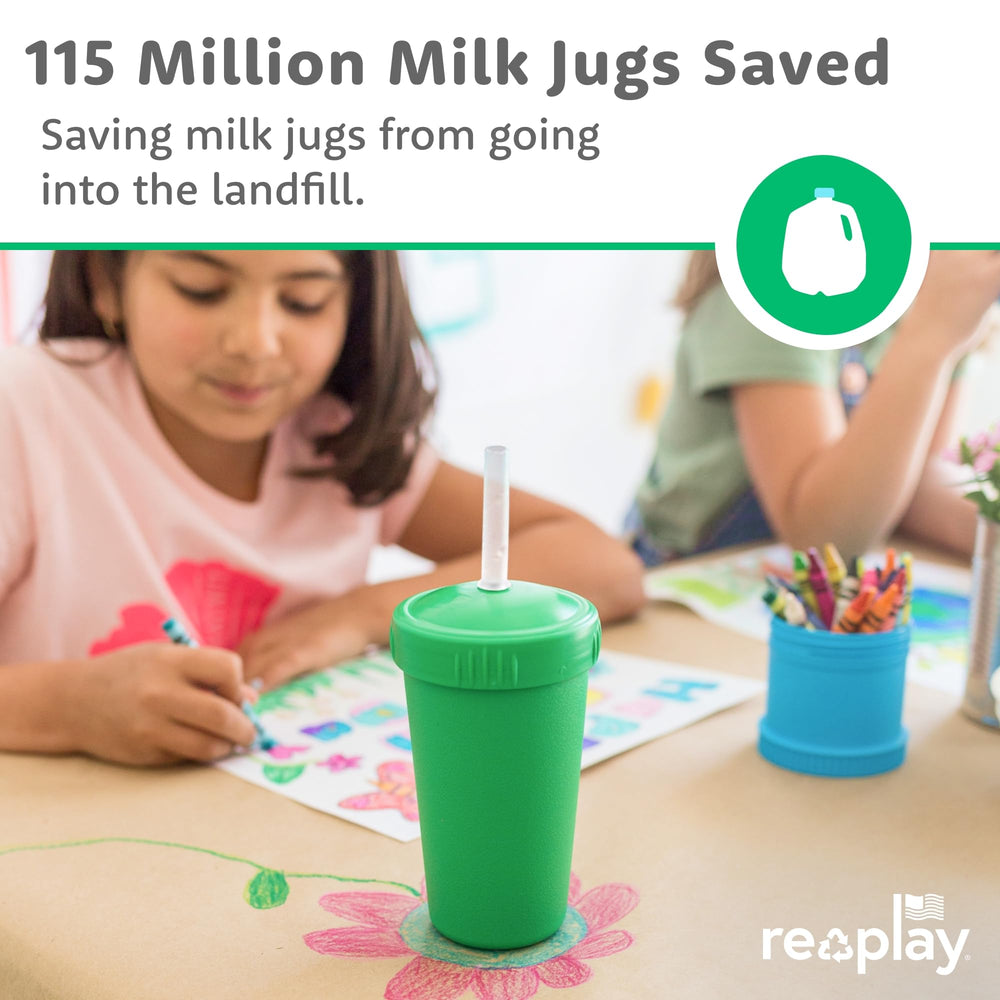 Re-Play Top-rack dishwasher-safe icon highlights easy cleanup after meals.