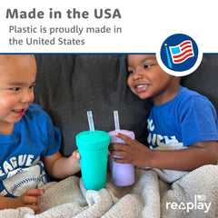 Re-Play Made-in-USA label visible, highlighting durable, family-friendly craftsmanship.