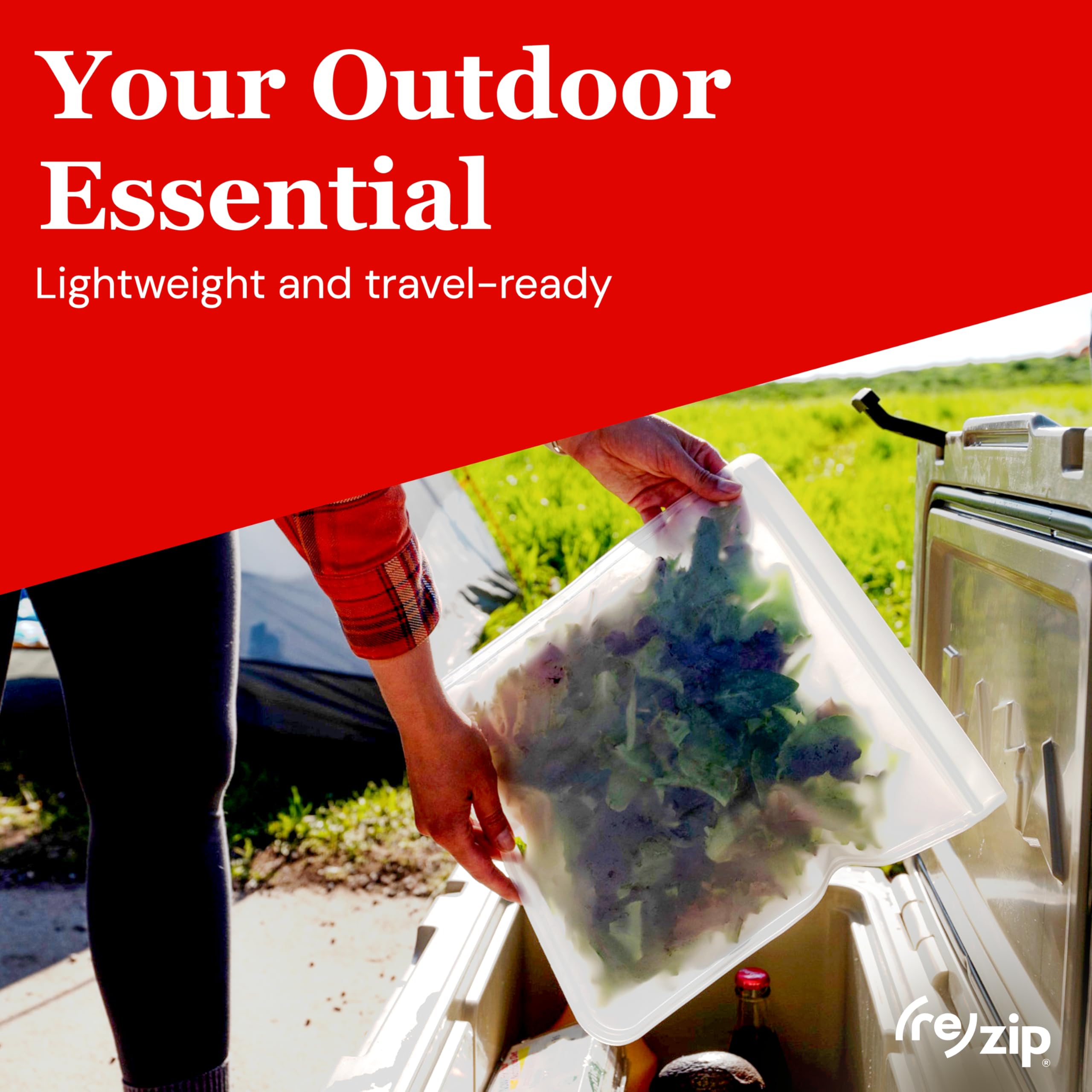 (re)zip gallon bags—clear window for easy content recognition and fresher leftovers.
