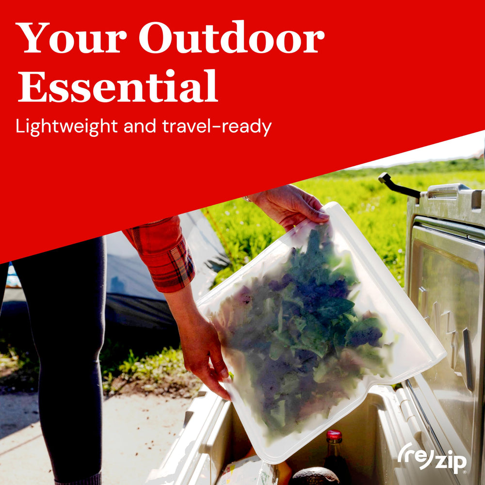 (re)zip gallon bags—clear window for easy content recognition and fresher leftovers.