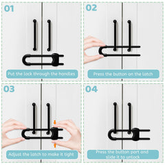 Reaeon cabinet locks installed on kitchen cabinet demonstrate tool-free setup